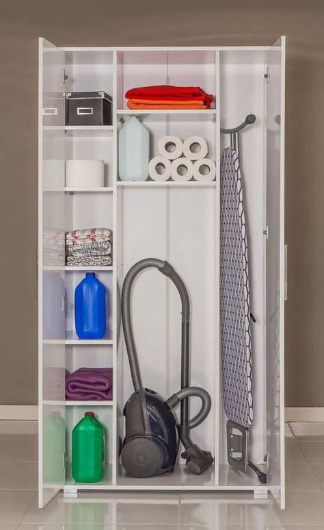 Utility Room Storage, Tiny Laundry, Utility Cabinet, Model Dapur, Utility Closet, Kabinet Dapur, White Cabinet, Kitchen Organization Diy, Small Kitchens