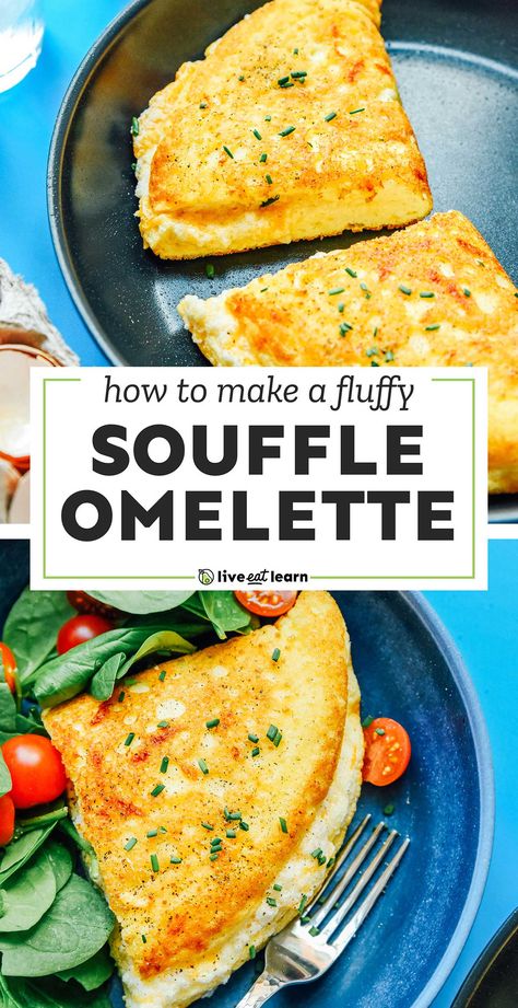 Unique Omelette Recipe, Souffle Omelette Recipe, Egg Based Dinner Recipes, Fluffy Eggs Omelet, Potato And Egg Scramble, Cheesy Omelette Recipe, Morning Egg Recipes, Baked Omelette Casserole, Keto Omelette Recipes