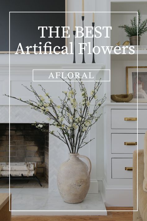 Fake Flowers Tall Vase, Fake Flowers In Vase Ceramic, Artificial Flower Arrangements For Floor, Flower Arrangements For Office, Faux Vase Decor, Living Room Flowers Decor, Artificial Branches In Vase, Best Fake Flowers Decor Home, Fake Branches Decor