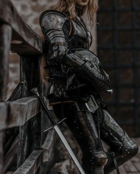 Worrier girl dp Black, Swords, Dp Black, Aesthetic Dp, Black Lovers, Medieval Armor, A Woman, Wall