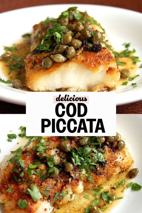 Sep 23, 2023 - I am absolutely IN LOVE with cod fish and always looking for good cod recipes. I have tried many over the years and this one is my absolute favorite. How to Make Cod Piccata. To get started, rinse off the fish and pat it dry with a paper towel. Then dredge it in almond flour to evenly coat the... Gourmet Cod Recipes, Fish Or Seafood Recipes, Norwegian Cod Recipes, Whole Bass Fish Recipes, Keto Cod Recipes Low Carb, 9 Course Meal Dinners, Pescatarian Dinner Party, Easy Fish Dishes, Roasted Cod Recipes