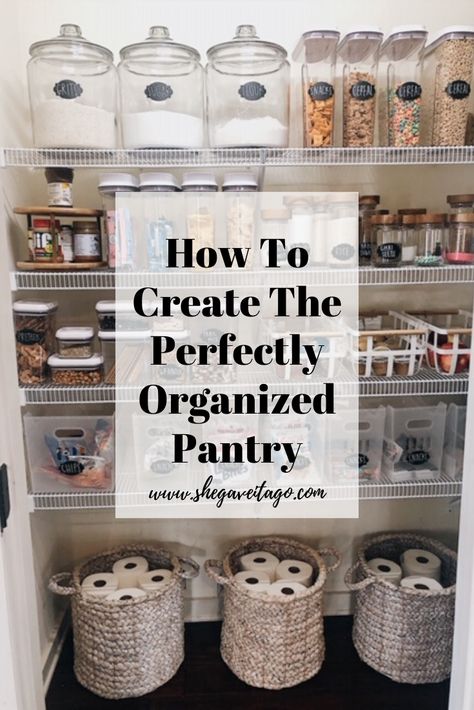 How To Create The Perfectly Organized Pantry - She Gave It A Go Organize Inspiration, Pantry Organization Ideas Shelves, Pantry Goals, Organization College, Diy Pantry Organization, Pantry Inspiration, Small Pantry Organization, Organized Pantry, Pantry Organisation