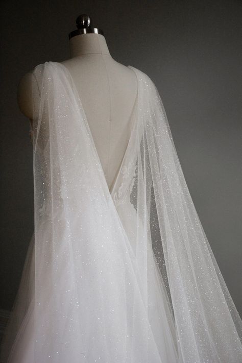 Shoulder Veil, Veil Cape, Veil Alternative, Cape Veil, Wedding Dress Backs, Wedding Dress Types, Sparkly Wedding, Diamond Dust, Wedding Cape