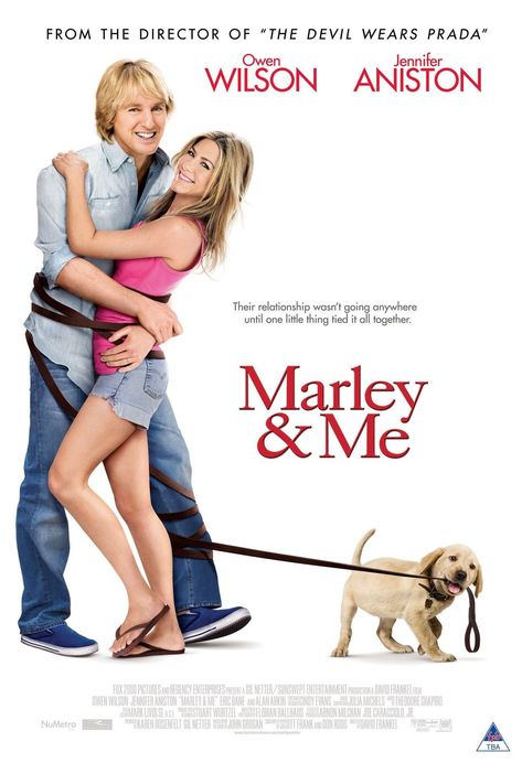 Marley And Me (2008) Marley And Me Movie, Jennifer Aniston Movies, Movies To Watch List, Kathleen Turner, Marley And Me, Eric Dane, Mia Wasikowska, Dog Movies, Ingmar Bergman