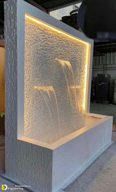 30 Creative Water Fountain Ideas for Your Home Check more at https://zugnews.com/30-creative-water-fountain-ideas-for-your-home/ Water Falls Garden Wall Fountains, Wall Fountains Backyard, Wall Waterfall Outdoor, Wall Fountain Ideas, Indoor Waterfall Wall, Water Fountain Ideas, Indoor Wall Fountains, Water Wall Fountain, Kolam Air