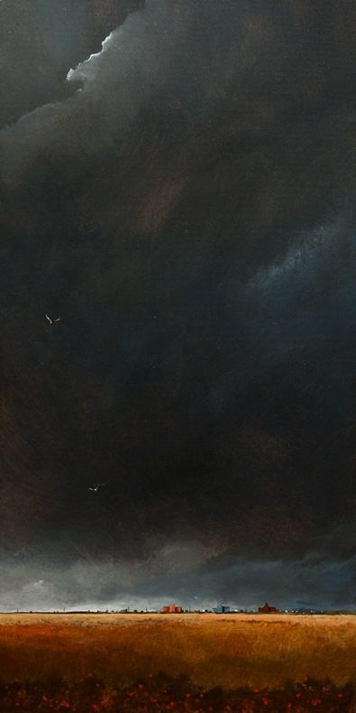 The Darkened Sky No. 2. 15 x 30. acrylic. By Mark Fletcher Misty Landscape Photography, Moody Paintings, Storm Clouds, A Storm, Watercolor Landscape, Abstract Landscape, Painting Inspiration, In The Middle, Art Works