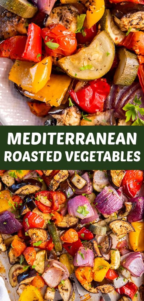 Essen, Mediterranean Roasted Vegetables, Mediteranian Diet Recipes, Mediterranean Recipes Healthy, Mediterranean Diet Food List, Mediterranean Diet Recipes Dinners, Mediterranean Diet Meal Plan, Easy Mediterranean Diet Recipes, Roasted Vegetable Recipes