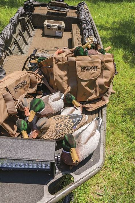 The Ultimate Duck Boat | Ducks Unlimited Jon Boat Duck Blind, Duck Blinds, Waterfowl Hunting Gear, Boat Blinds, Duck Hunting Boat, Jon Boats, Boat Ladder, Duck Blind, Dream Boat