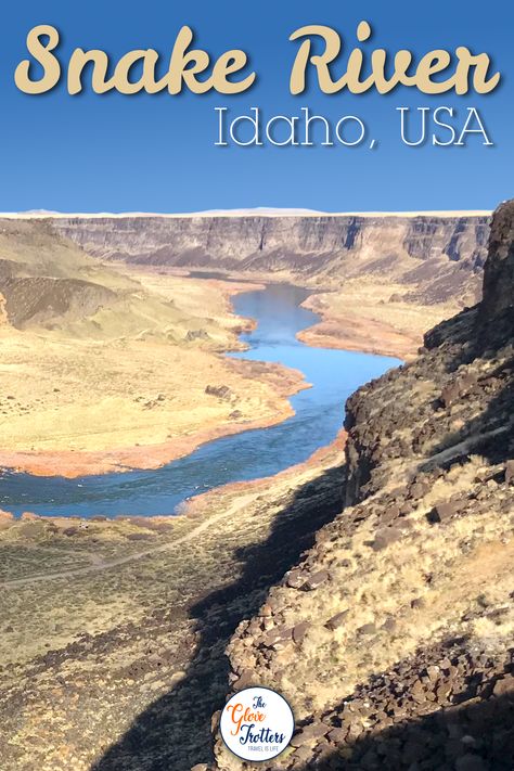 The infamous Snake River runs 1,076 miles east-to-west through Wyoming, Idaho, Oregon and Washington. The notable parts of the Snake River start from the north along the Oregon-Idaho border, going south then eventually east towards Wyoming. A few of the sites include the famous Hells Canyon, Birds of Prey Refuge and Fossil Beds. Snake River Wyoming, Shoshone Falls, Snake River Canyon, Visit Idaho, River Canyon, Atv Tour, Family Travel Destinations, Road Trip Planning, America And Canada