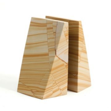 Bey-Berk R10S Bookends; Natural Marble | Quill.com Unique Bookends, Wood Marble, Design Wood, Wall Pockets, All Modern, One Kings Lane, Bookends, Home Accents, Modern Contemporary