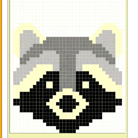 Raccoon Alpha Pattern (With Downloadable SVG File) Raccoon Pattern Crochet, Printable Crochet Patterns, Graphgan Patterns, Graphic Crochet, Graph Crochet, Pixel Crochet, Tapestry Crochet Patterns, Crochet Design Pattern, Pola Sulam