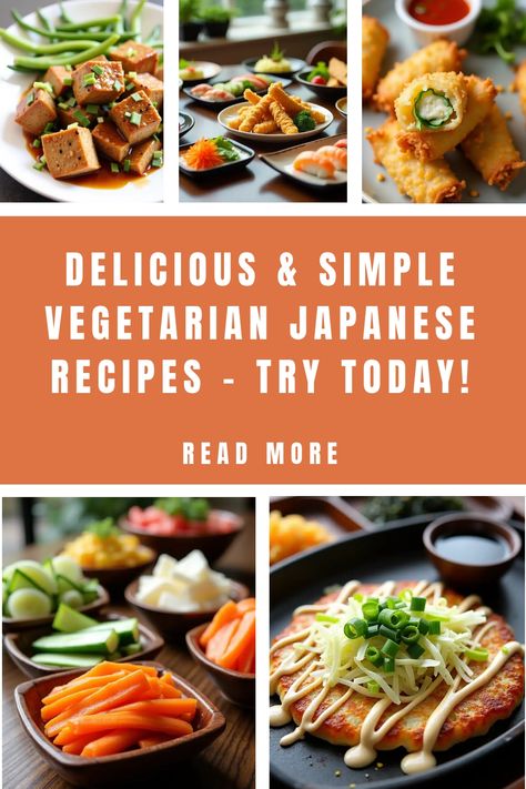 Delicious and simple vegetarian Japanese dishes displayed in a collage. Vegetarian Japanese Curry, Japanese Vegetarian Recipes, Vegetarian Japanese, Vegetarian Asian, Vegan Japanese, Japanese Dinner, Easy Japanese Recipes, Tofu Dishes, Japanese Recipes