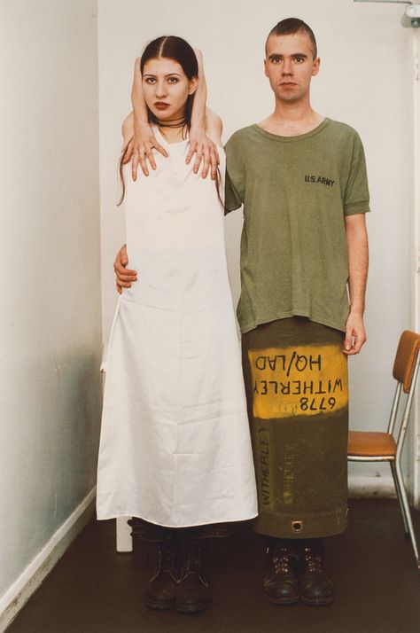 Wolfgang Tillmans. Suzanne & Lutz, white dress, army skirt. 1993 | MoMA Wolfgang Tillmans, Wolfgang Tillman, Turner Prize, Contemporary Photography, Portrait Photographers, Fashion Photography, White Dress, Festival, T Shirts For Women