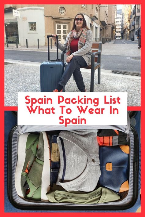 We’ve been traveling to Europe for over 20 years and called Spain home for three years. This means we are experts on how to travel to Spain. This means helping travelers figure out what to pack for Spain and what to leave at home. This Spain Packing List And Guide provides you tips on what to pack and what to wear in Spain, from a former Spanish resident. What To Pack For Spain In November, What To Pack For Spain In October, Packing For Spain In September, Outfits To Wear In Spain Spring, Packing For Spain In October, Spain Packing List Spring, Travel To Spain Outfits, How To Dress In Spain, Packing For Spain In Spring