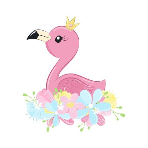 Cute flamingo with flowers ang crown. | Premium Vector #Freepik #vector #crown #cartoon #bird #animals Crown Cartoon, Baby Quilt Fabric, Baby Quilt Panels, Giraffe Fabric, Animal Baby Quilt, Quilt Fabric Bundles, Cartoon Bird, Flamingo Fabric, Fabric Panel Quilts