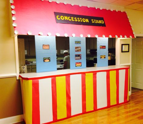 Concession stand School, carnival theme, VBS, sports, foam board crafts, youth, kids Sports Vbs, Vbs Olympics, Foam Board Crafts, Camp Vbs, Lifeway Vbs, Vbs Decorations, Board Crafts, Carnival Decorations, Vbs 2023