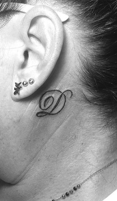 D Tattoo Initial, D Initial Tattoo, Letter D Tattoo, D Tattoo, Initial Tattoo, Letter D, Tattoo Lettering, Behind Ear Tattoo, Back Tattoo