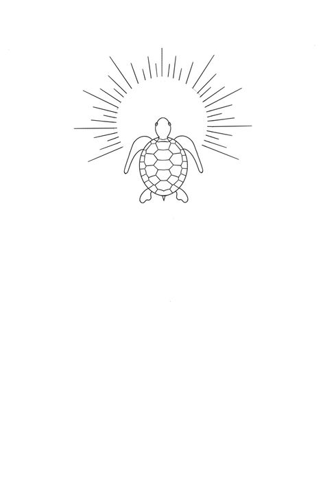 Simple Ocean Life Tattoos, Turtle Tattoo Ideas Simple, Sun And Turtle Tattoo, Turtle Sun Tattoo, Turtle Simple Tattoo, Mini Sea Turtle Tattoo, Turtle Wrist Tattoos For Women, Turtle And Sun Tattoo, Dainty Sea Turtle Tattoo