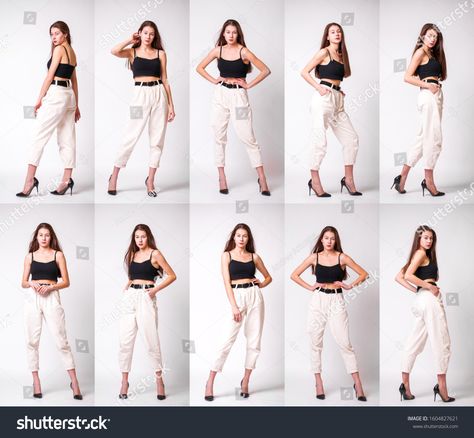 Modeling Poses For Beginners, Woman Photoshoot Poses, Poses Dress, Female Modeling Poses, Female Portrait Poses, Collage Fashion, Models To Draw, Pose Model, Headshot Poses