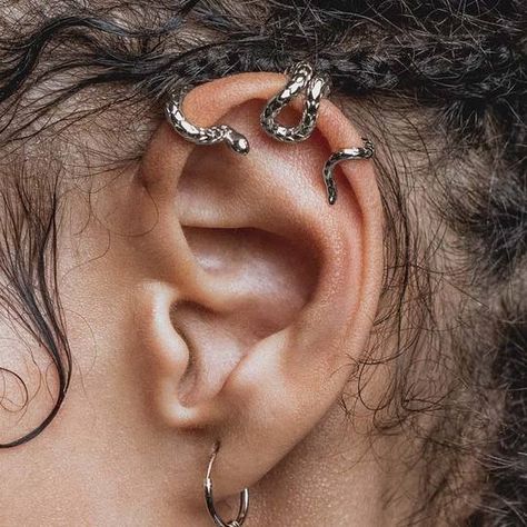 Shop All – tagged "Earrings, Silver, Sterling Silver" – Page 2 – REGALROSE Ear Wrap Cuff, Snake Ears, Snake Jewelry, Snake Earrings, Dope Jewelry, Pierced Jewelry, Single Earring, 로고 디자인, Ear Jewelry