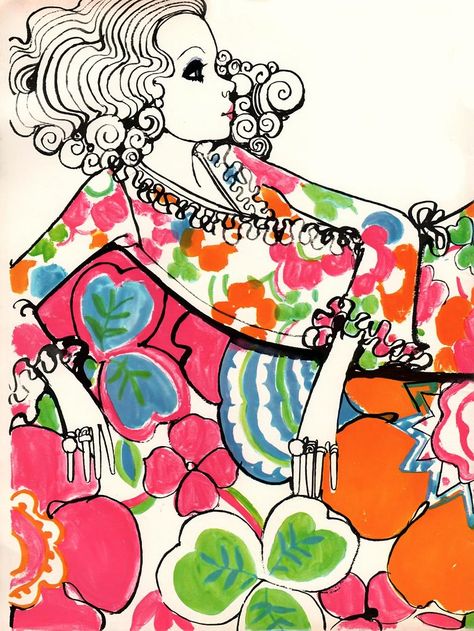 Groovy Sixties Girl Illustrated Ladies, 60s Art, Fashion Illustration Vintage, Type Illustration, Retro Girls, Retro Illustration, Retro Art, Children Illustration, Vintage Ads