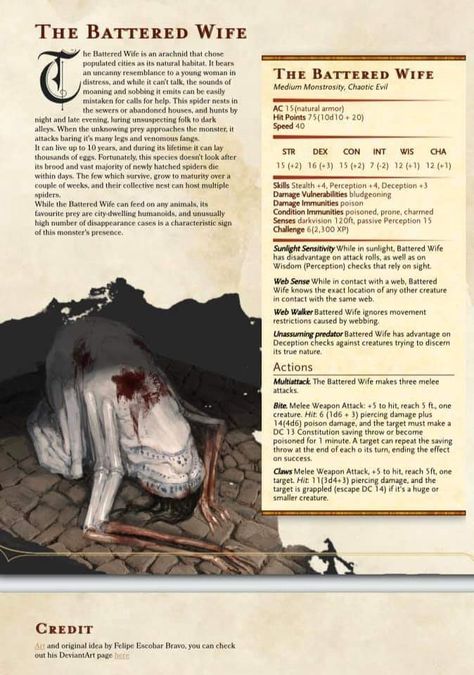 Dnd Enemy Stats, Dnd Monsters Homebrew, Dnd Magical Items, Monstrous Humanoid, Dnd Horror, Homebrew Monsters, Dnd Creatures, Dungeons And Dragons Rules, Dnd Monster