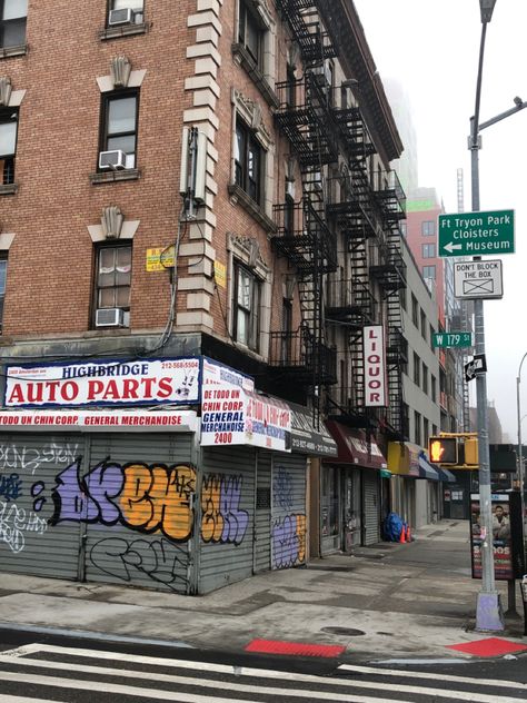 Nyc Street Corner, Row Of Buildings, Brooklyn Streets Aesthetic, Manhattan Street Photography, 90s Street Aesthetic, 2000s City Aesthetic, Y2k Building, Graffiti On Buildings, Urban Aesthetic Photography