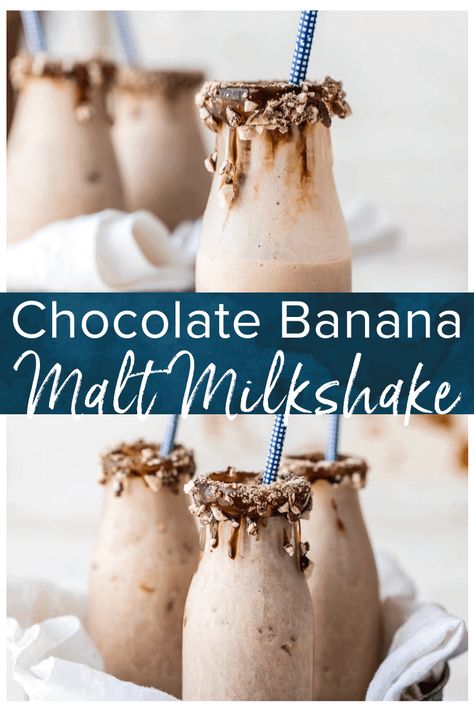 Malted Milkshakes are my favorite easy sweet treat! This Chocolate Banana Malt is thrown together in minutes with only 5 ingredients, it doesn't get any better! Follow the recipe and make your favorite flavor. #thecookierookie #malt #milkshake #icecream Malts Recipes Milkshakes, Chocolate Shake Recipe, Malt Recipe, Oreo Milkshake Recipe, Nutella Milkshake, Malt Milkshake, Milkshake Recipe Easy, Chocolate Banana Smoothie, Baileys Recipes