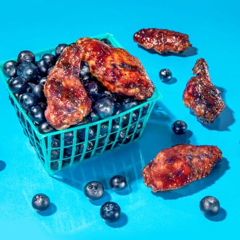 Blueberry Balsamic BBQ Chicken Wings Blueberry Wings Pioneer Woman, Wings Recipe Sauce, Grilled Chicken Wings Recipe, Blueberry Balsamic, Bbq Chicken Wings Recipe, Blueberry Chicken, Recipe Sauce, Wings Chicken, Mignon Steak