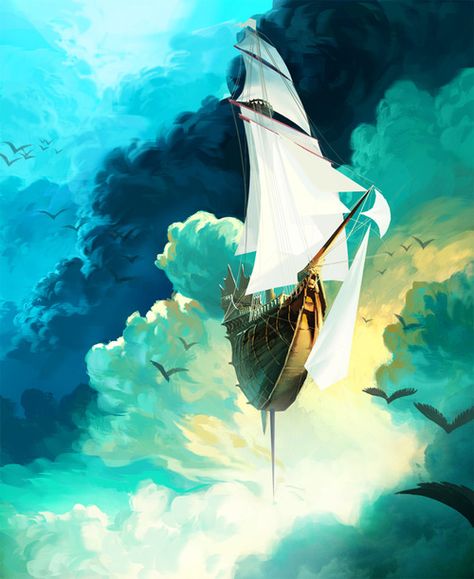 Blond Amsterdam, Treasure Planet, Norman Rockwell, Arte Fantasy, 판타지 아트, Illustration Vector, Fantasy Landscape, Rumi, Zeppelin