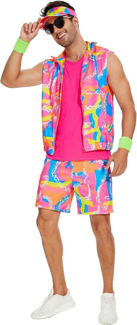 barbie movie outfits halloween costume ken doll Costume For Men Halloween, Disco Outfit 70s, 80s Disco Outfit, 80s Costume For Men, Ken Costume, Workout Costume, 90s Workout, 80s Workout Costume, Cosplay Couple