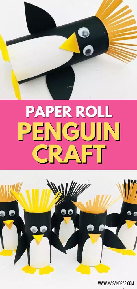 What a super cute and easy craft idea for kids! You can easily make these adorable penguins as a winter craft project using paper rolls. Definitely going to make these this year! #wintercrafts #penguins #funkidscrafts #easycraftsforkids #easykidscrafts Egg Carton Penguins, Penguin Toilet Paper Roll Craft, Penguin Preschool Crafts, Pinguin Craft, Toilet Roll Crafts For Kids, Penguin Paper Craft, Penguin Craft For Kids, Penguin Crafts Preschool, January Craft