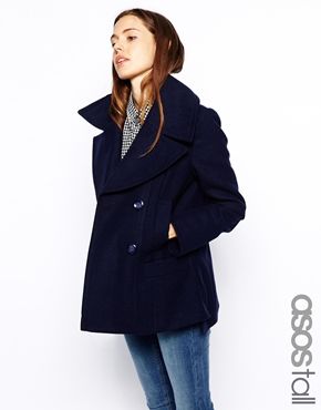 Peacoat Outfit, Navy Peacoat, Navy Pea Coat, Navy Blue Coat, Pea Coats Women, Fashion Things, Blue Coat, Blue Coats, Coat Outfits