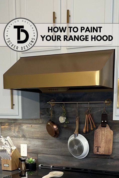 Watch this video to learn how to easily paint your existing range hood. Painting Range Hood Diy, Paint Oven Hood, Painting A Stainless Steel Range Hood, Paint Stove Hood, Stove Hood Makeover, How To Paint A Range Hood, Painting Oven Hood Diy, Painting Range Hood, Painted Range Hood Ideas