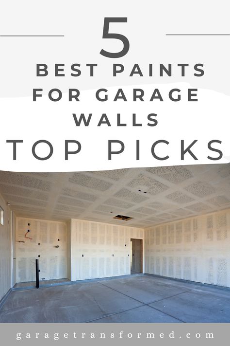 Ready to revamp your garage walls? 🎨🏠 Find out the best paint options for both drywall and unfinished surfaces.. Whether you're dealing with a smooth drywall finish or a more rustic unfinished look, we’ll help you select the perfect paint type to enhance durability, appearance, and cleanliness. Discover paints that resist moisture, prevent mold, and give your garage a fresh, updated look. Ideal for DIYers and homeowners looking to transform their garage space. #GarageMakeover #PaintingTips Grey Painted Garage Walls, Farmhouse Garage Interior Ideas, Garage Gray Walls, Neutral Garage Paint Colors, Garage Drywall Ideas, Interior Garage Paint Colors Ideas, Garage Grey Walls, Garage Ideas Design Interior Wall, Finish Garage Ideas