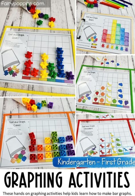 Bar Graph Activities for Kindergarten and First Grade Data Kindergarten Activities, Center Activities For First Grade, First Grade Hands On Activities, Graphing Activities For Kindergarten, Graphs Kindergarten, Graph For Kindergarten, First Grade Graphing Activities, Bar Graph, Tally Mark Activities