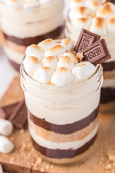 S'mores Trifle hero image S’mores Trifle Dessert, S’mores Dessert Shooters, S’mores Desert Cups, S’more Parfait, S’mores Parfait Cups, S’more Trifle, Smores Pudding Parfait, Smores Parfait Cups, S’mores Shooters