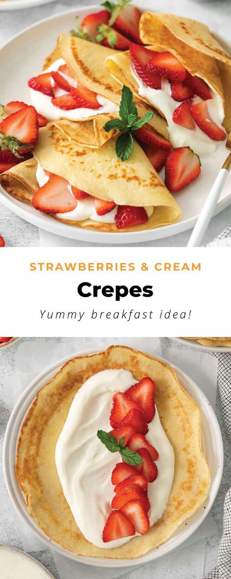 Strawberry Banana Desserts, Crêpe Recipe, Berry Crepes, Cream Crepes, Strawberries And Bananas, Banana Crepes, Recipe With Cream Cheese, Crepes Filling, Impressive Dessert