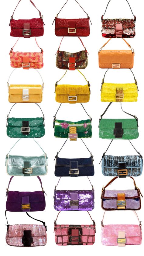 Fendi Vintage Bag, Vintage Fendi Baguette, Ibiza Outfit, Bag Wishlist, Dope Jewelry Accessories, Rainbow Order, Fendi Vintage, Luxury Bags Collection, Fendi Bag