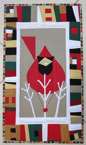 Charley Harper Quilt, Charley Harper Art, Quilt Modernen, Charley Harper, Bird Canvas, Quilt Art, Bird Quilt, Cardinal Bird, Animal Quilts