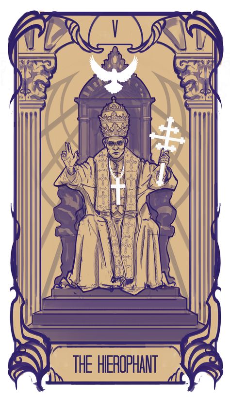 ArtStation - 5. The Hierophant, Arnesson Art / Thomas hugo Tarot Cards Art Illustration, Unique Tarot Decks, Benedict Xvi, Art Thomas, Vintage Tarot, The Hierophant, The Pope, Tarot Cards Art, Tarot Art