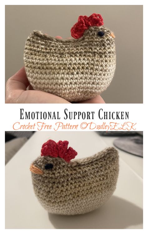 Emotional Support Chicken Crochet Free Pattern Crochet Chickens Free, Chicken Plushie Crochet, Crochet Chicken Purse Free Pattern, Crochet Emotional Support Chicken, Emotional Support Chicken Free Pattern, Emotional Support Chicken Crochet Pattern, Emotional Support Chicken, Chicken Amigurumi Free Pattern, Free Chicken Crochet Pattern