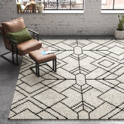 Geometric Living Room Rug, Mixing Rugs In Open Floor Plan, Charcoal Living Rooms, Cozy Rug, Minimalist Rug, Black White Rug, Charcoal Rug, Rugs Modern, Light Grey Rug