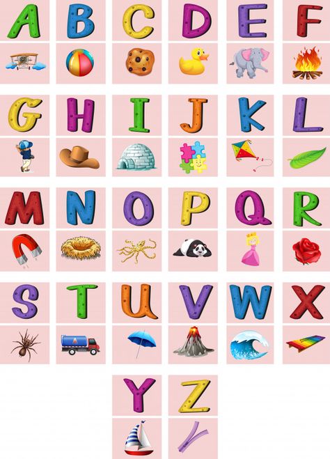 English alphabets a to z with pictures Free Vector A To Z With Pictures, A To Z Wallpaper, A To Z Pictures, A To Z Alphabets With Pictures, Ato Z Alphabet Worksheet, Alphabet Wallpaper Letters For Kids, A To Z Fonts Alphabet Letters, Alphabet Pictures Letter Art, Alphabet With Pictures