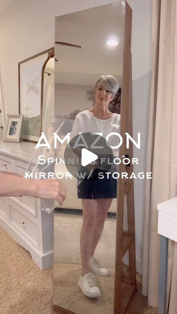 Jodie Kammerer • AMAZON HOME FINDS on Instagram: "COMMENT FOR LINKS! or shop my link in bio! 
Please note: you must be following me for links to appear �🫶

This spinning floor mirror is that and so much more! 

The most genius use of space I’ve ever seen! Opens to store your jewelry, cosmetics, even lights up and locks!

With extra hidden storage for purses and shoes …this is an absolute must!

#amazonfinds #amazonhome #homehacks #storagehacks" Storage For Purses, Mirror Hidden Storage, Purse Storage, Home Closet, Amazon Home Finds, Home Finds, Storage Hacks, Floor Mirror, Hidden Storage