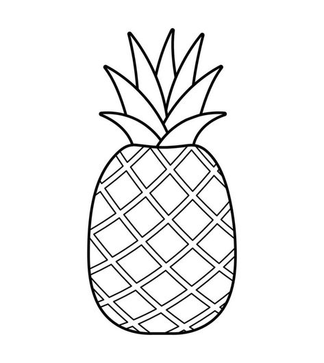 Pineapple Line Art, Pineapple Template, Pineapple Cartoon, Pineapple Clipart, Pineapple Drawing, Fruit Vector, Hand Embroidery Art, Illustration Vector, Embroidery Art