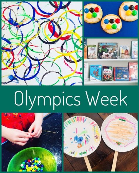 Fun and Simple Activities for Olympics Week like circle painting, balloon Tennis, bead bracelets and baking cookies. #olympics #preschool #kidscraft #kids #activities Preschool Olympics Theme, Olympic Lesson Plans Preschool, Olympic Crafts For Kids Art Projects, Preschool Olympics Activities, Olympics Preschool, Balloon Tennis, Olympic Themed Activities, Vbs Activities, Summer Olympics Crafts