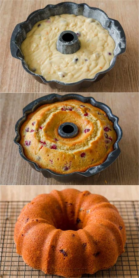 Cranberry Bundt Cake Recipe (VIDEO) - NatashasKitchen.com Cranberry Orange Bundt Cake Recipe, Cranberry Pound Cake Recipe, Orange Bundt Cake Recipe, Cranberry Bundt Cake, Cranberry Orange Bundt Cake, Cranberry Cake Recipe, Bunt Cake Recipe, Christmas Bundt Cake, Lemon Bundt Cake Recipe