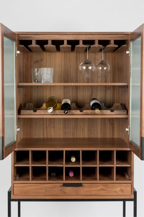 [CommissionsEarned] Brown Walnut Wine Cabinet | Zuiver Travis | Dutch Furniture Dutchfurniture.Com #winebarcabinet Wine Cabinet Design, Art Du Vin, Bar Outdoor, Wine Bar Cabinet, Dutch Furniture, Behind The Glass, Drinks Cabinet, Interior Concept, Wine Cabinets