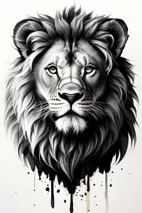 Lion Art Tattoo, Lion Sketch, Lion Portrait, Lioness Tattoo, Lion Tattoo Sleeves, Black And White Lion, Petit Tattoo, Lion Head Tattoos, Lion Artwork